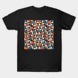 Vintage Geometric Tile Blue Orange Yellow T-Shirt